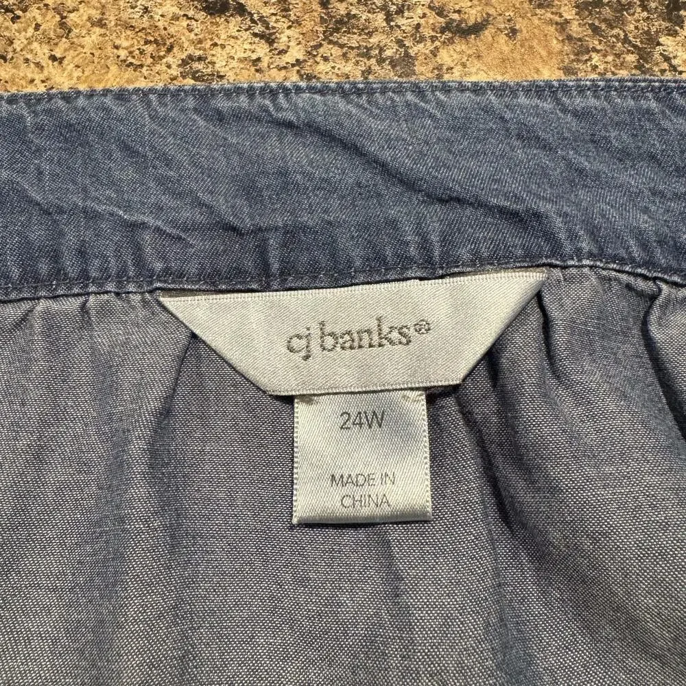 CJ Banks Skirt Maxi Modest Prairie Minimalist Cottage Western Americana Blue 24W